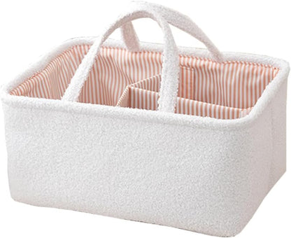 Baby Diaper Caddy Organizer - Stylish Round Shape Nursery Storage Basket for Diapers and Baby Wipes, Diaper Stacker Car Organizer, newborn nursery Gift (Rectangle Grey)
