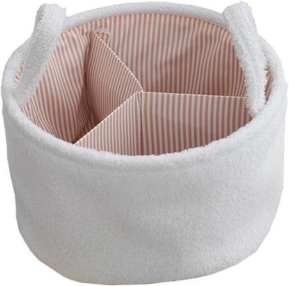 Baby Diaper Caddy Organizer - Stylish Round Shape Nursery Storage Basket for Diapers and Baby Wipes, Diaper Stacker Car Organizer, newborn nursery Gift (Rectangle Grey)