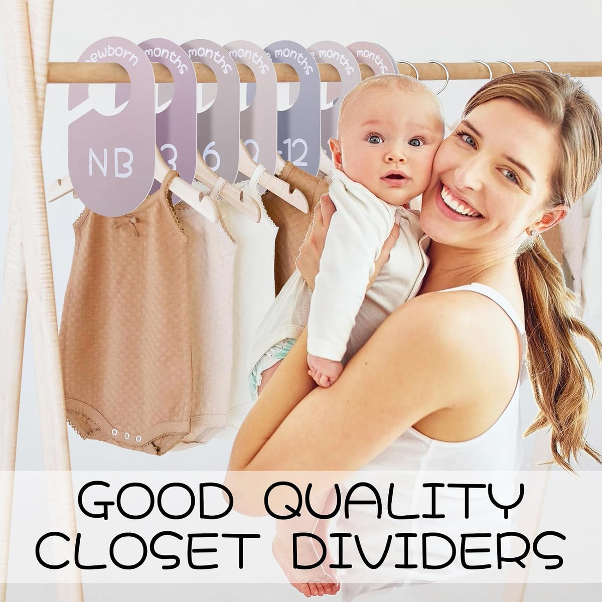 Gender Neutral Baby Closet Dividers, Double-Sided Design, 0-24 Months