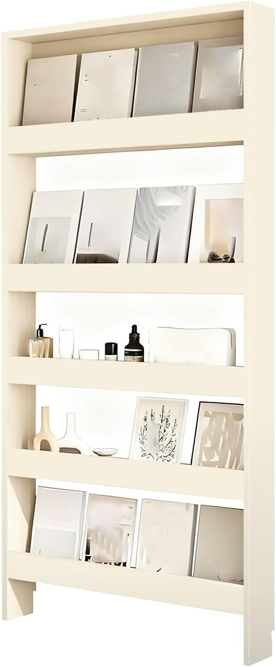 Behind The Door Bookshelf,5-Shelf Bookcase with Storage and Privacy Doors, Wooden Storage Cabinet Behind The Door Suitable for: Bedroom, Living Room