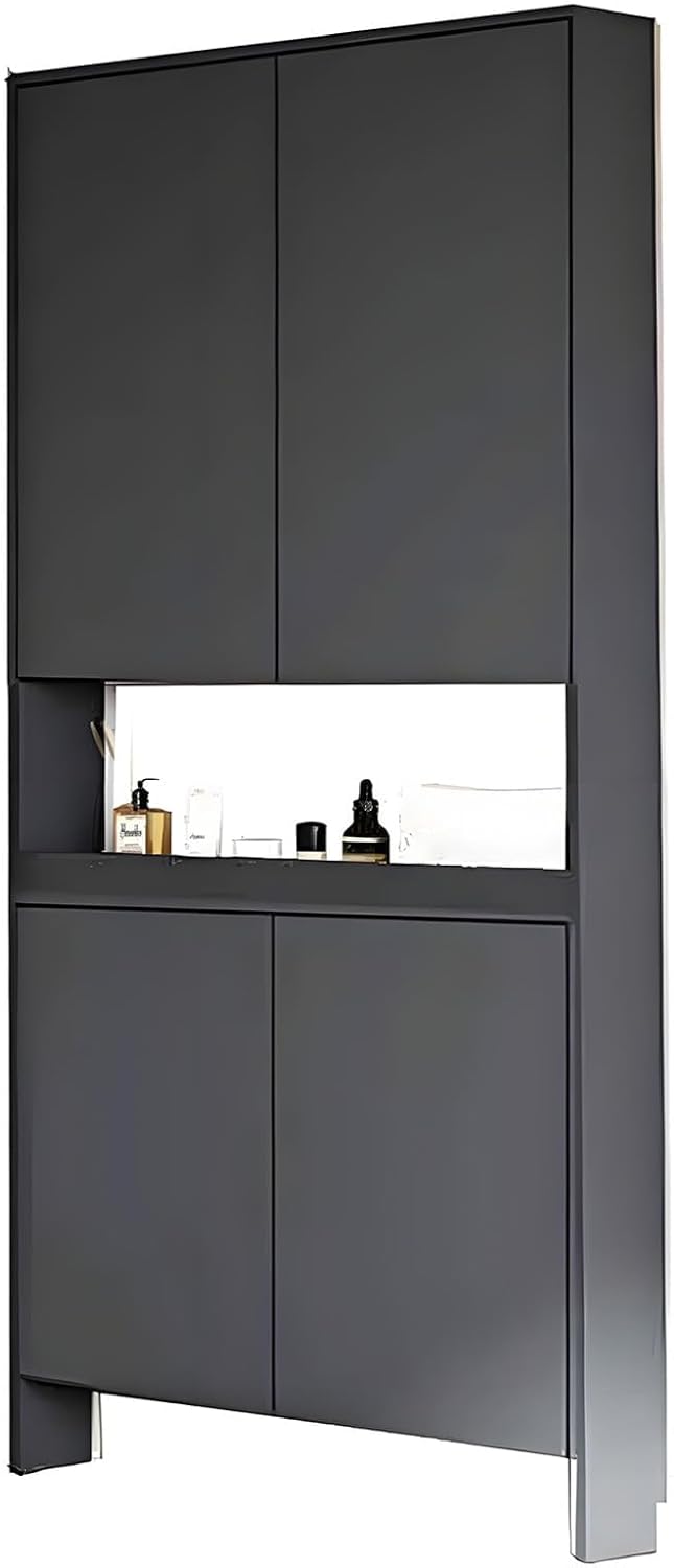 Behind The Door Bookshelf,5-Shelf Bookcase with Storage and Privacy Doors, Wooden Storage Cabinet Behind The Door Suitable for: Bedroom, Living Room