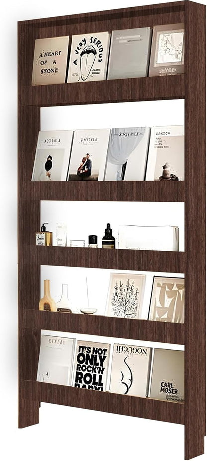 Behind The Door Bookshelf,5-Shelf Bookcase with Storage and Privacy Doors, Wooden Storage Cabinet Behind The Door Suitable for: Bedroom, Living Room