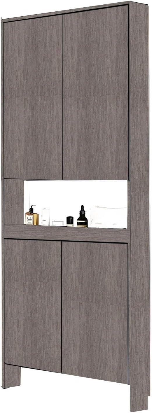 Behind The Door Bookshelf,5-Shelf Bookcase with Storage and Privacy Doors, Wooden Storage Cabinet Behind The Door Suitable for: Bedroom, Living Room