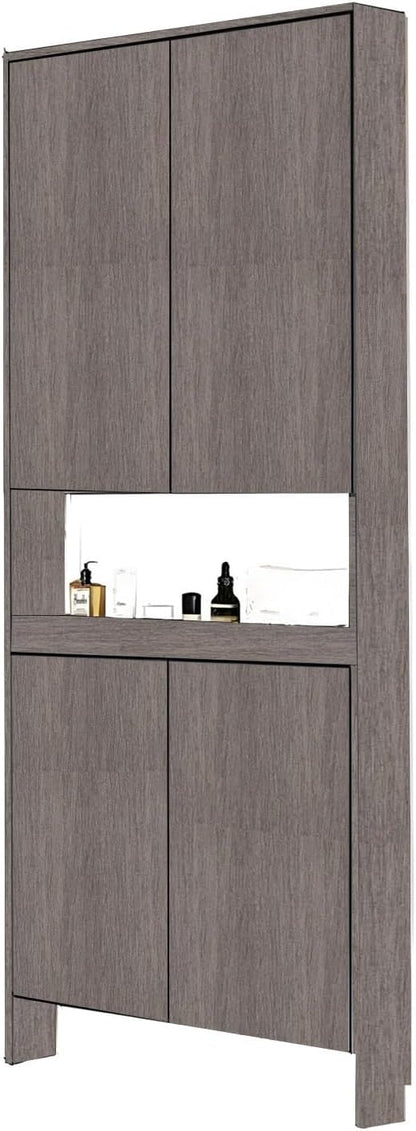 Behind The Door Bookshelf,5-Shelf Bookcase with Storage and Privacy Doors, Wooden Storage Cabinet Behind The Door Suitable for: Bedroom, Living Room