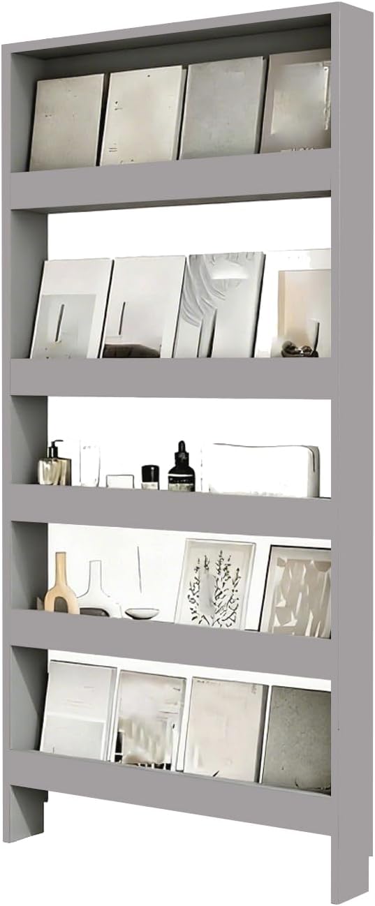 Behind The Door Bookshelf,5-Shelf Bookcase with Storage and Privacy Doors, Wooden Storage Cabinet Behind The Door Suitable for: Bedroom, Living Room