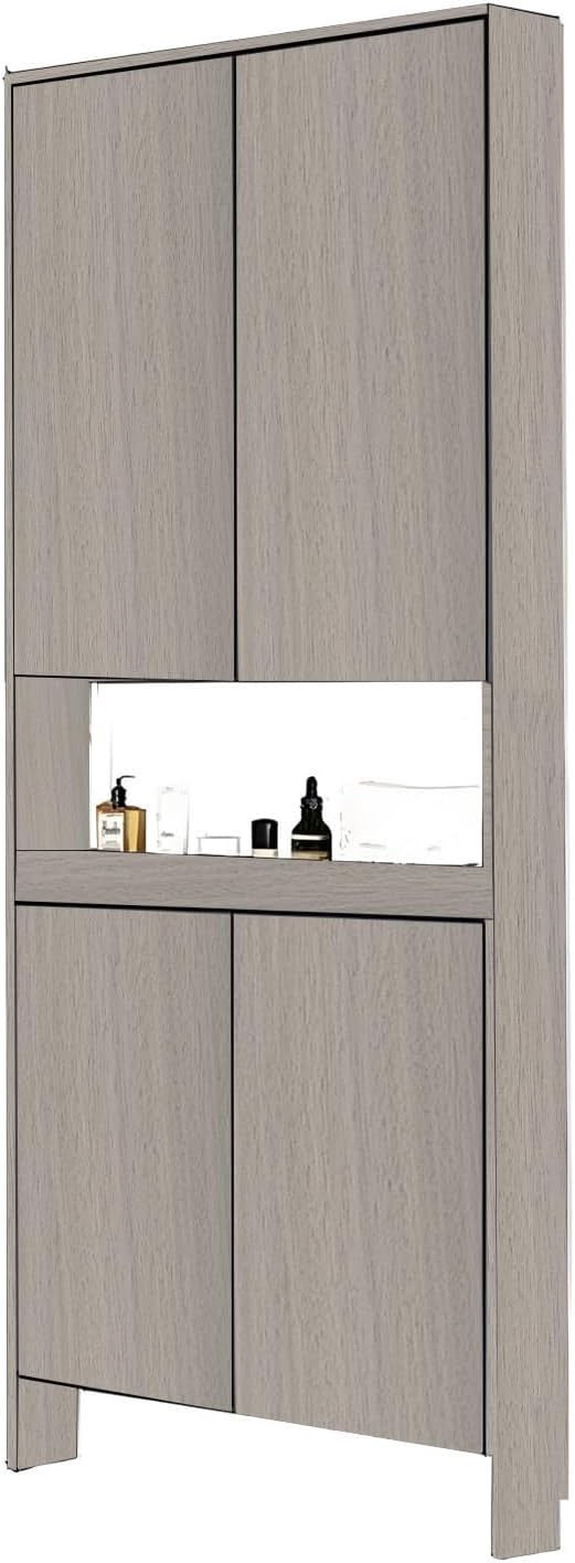 Behind The Door Bookshelf,5-Shelf Bookcase with Storage and Privacy Doors, Wooden Storage Cabinet Behind The Door Suitable for: Bedroom, Living Room