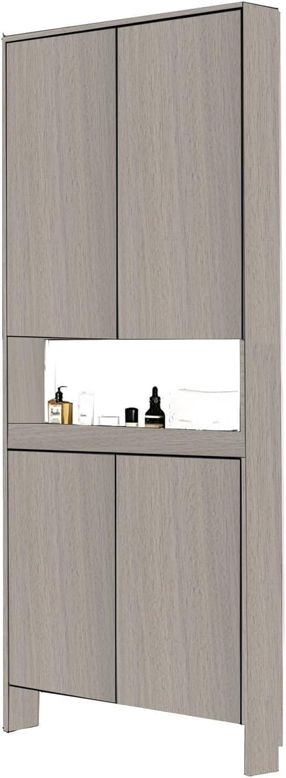 Behind The Door Bookshelf,5-Shelf Bookcase with Storage and Privacy Doors, Wooden Storage Cabinet Behind The Door Suitable for: Bedroom, Living Room
