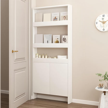 Behind The Door Bookshelf,5-Shelf Bookcase with Storage and Privacy Doors, Wooden Storage Cabinet Behind The Door Suitable for: Bedroom, Living Room