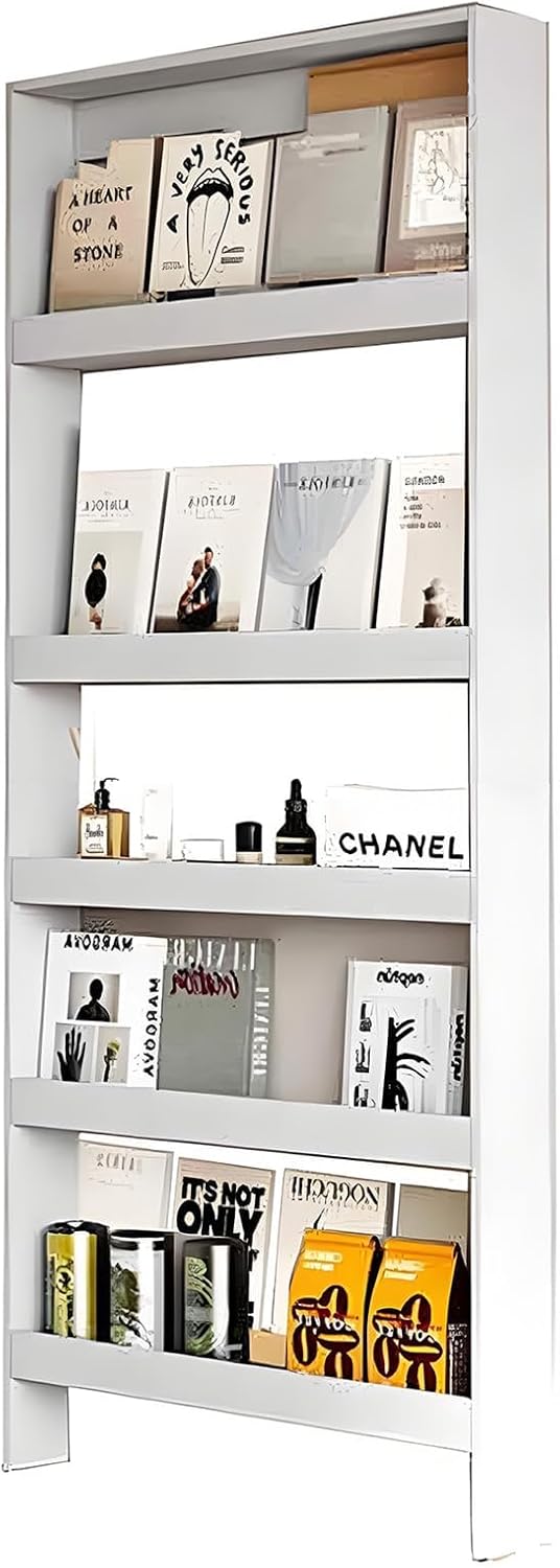 Behind The Door Bookshelf,5-Shelf Bookcase with Storage and Privacy Doors, Wooden Storage Cabinet Behind The Door Suitable for: Bedroom, Living Room