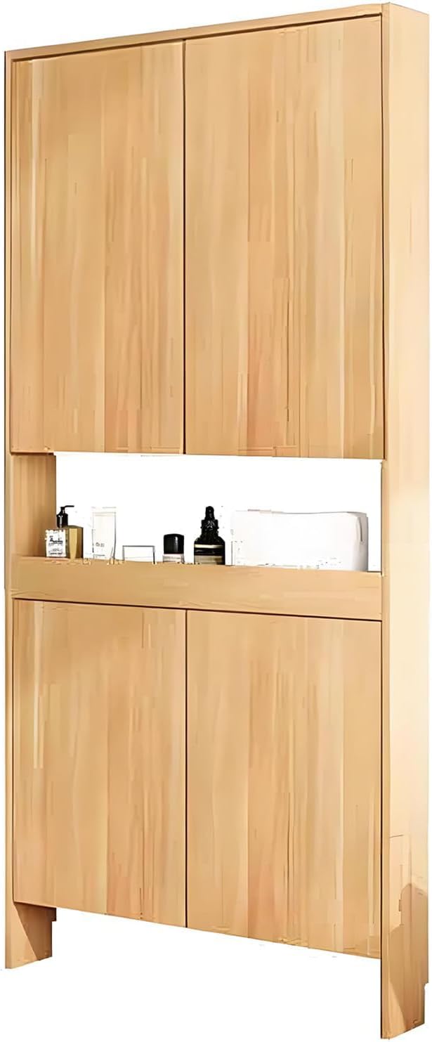 Behind The Door Bookshelf,5-Shelf Bookcase with Storage and Privacy Doors, Wooden Storage Cabinet Behind The Door Suitable for: Bedroom, Living Room