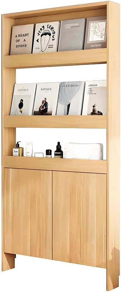 Behind The Door Bookshelf,5-Shelf Bookcase with Storage and Privacy Doors, Wooden Storage Cabinet Behind The Door Suitable for: Bedroom, Living Room