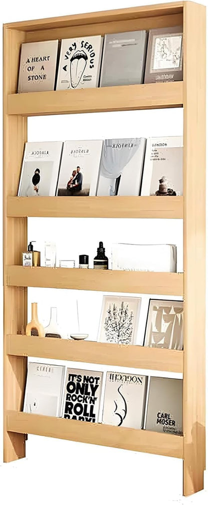 Behind The Door Bookshelf,5-Shelf Bookcase with Storage and Privacy Doors, Wooden Storage Cabinet Behind The Door Suitable for: Bedroom, Living Room