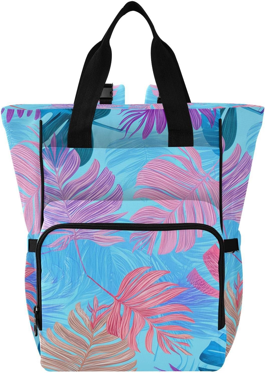 Diaper Bag Backpack, Multifunction Travel Bag for Moms Dads, Baby Changing Bag with Insulted Pockets, Stroller Straps and Side Bottle Pockets Pastel Paradise Pattern