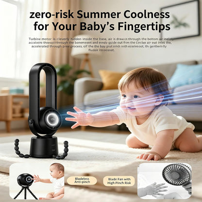 360 Degree Adjustable Flexible Tripod Fan With Display Panel And Soft Night Light For Infant Carriage And Outdoor Use