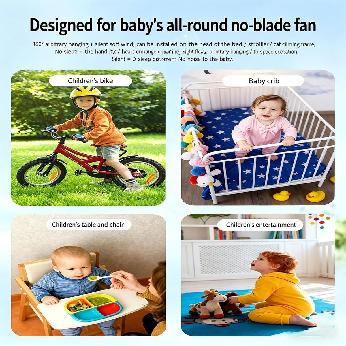 360 Degree Adjustable Flexible Tripod Fan With Display Panel And Soft Night Light For Infant Carriage And Outdoor Use