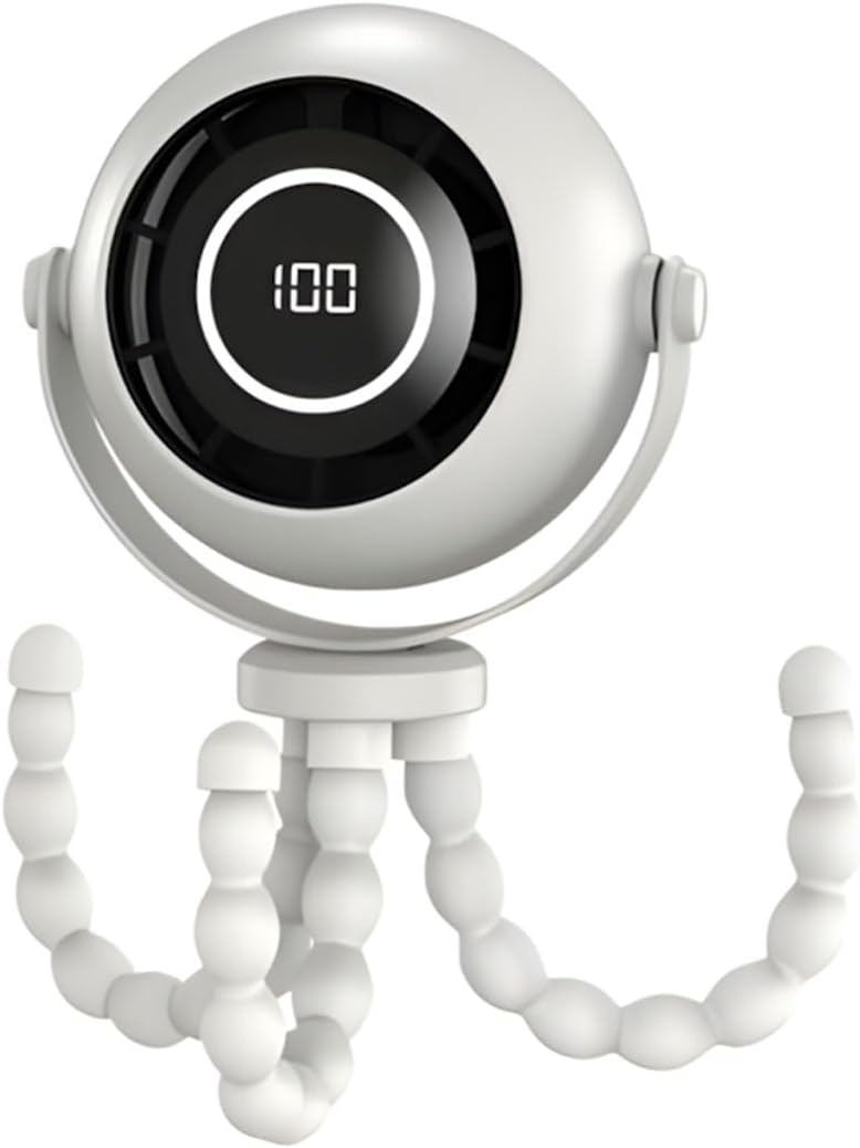 360 Degree Adjustable Flexible Tripod Fan With Display Panel And Soft Night Light For Infant Carriage And Outdoor Use