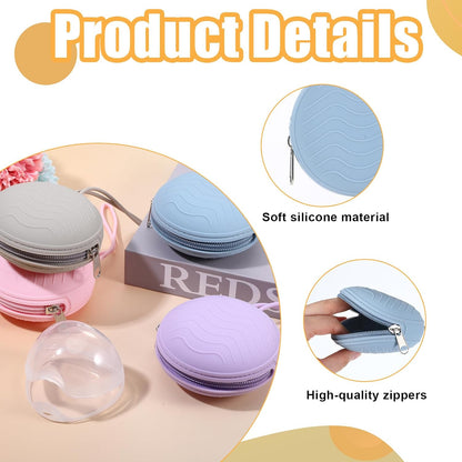 2 Pack Pacifier Holder Case, BPA-Free Silicone Portable Pacifier Case Holder Pouch for Baby Boys & Girls, Travel Storage Container for Newborn, Diaper & Strollers(Light Grey/Blue)
