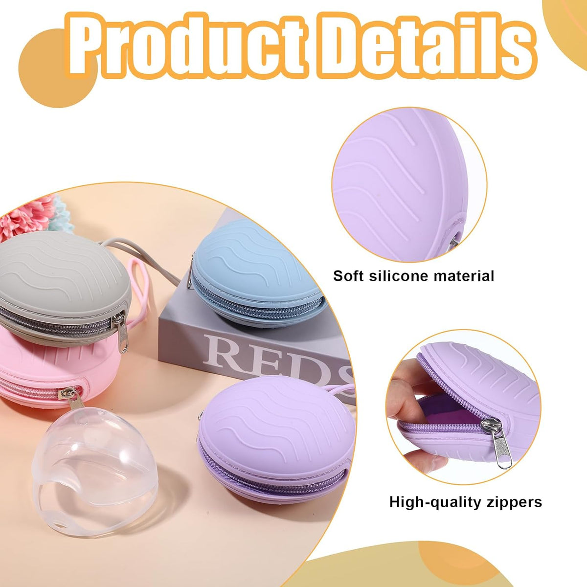 2 Pack Pacifier Holder Case, BPA-Free Silicone Portable Pacifier Case Holder Pouch for Baby Boys & Girls, Travel Storage Container for Newborn, Diaper & Strollers(Light Grey/Blue)