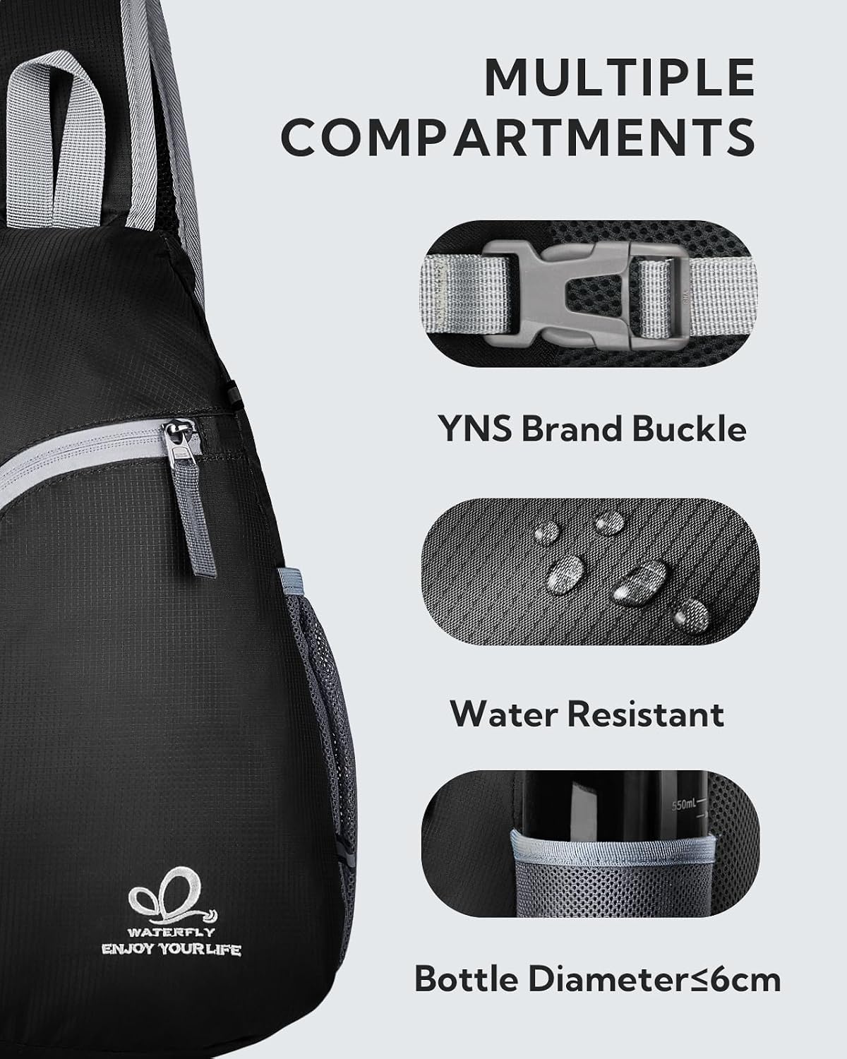 Crossbody Sling Bag, Small Shoulder Chest Backpack