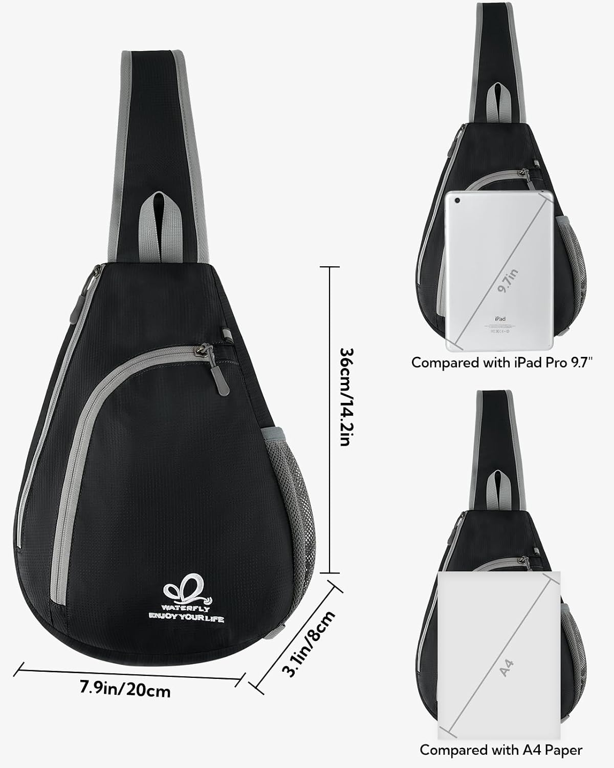 Crossbody Sling Bag, Small Shoulder Chest Backpack