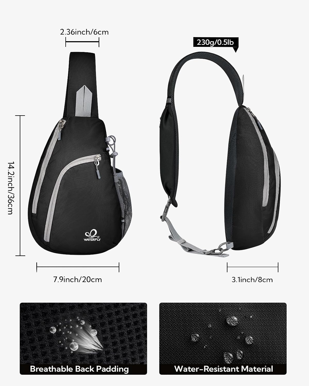 Crossbody Sling Bag, Small Shoulder Chest Backpack