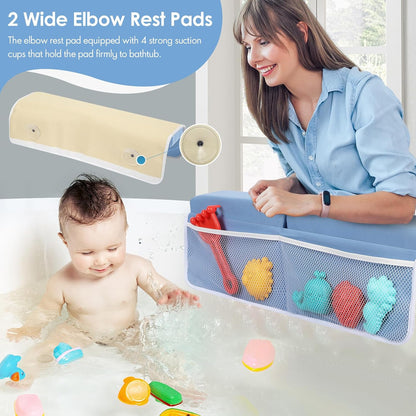 Baby Bath Kneeler and Elbow Rest Pad Set，2 Inch, bathtub kneeling pad，pink