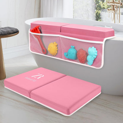 Baby Bath Kneeler and Elbow Rest Pad Set，2 Inch, bathtub kneeling pad，pink