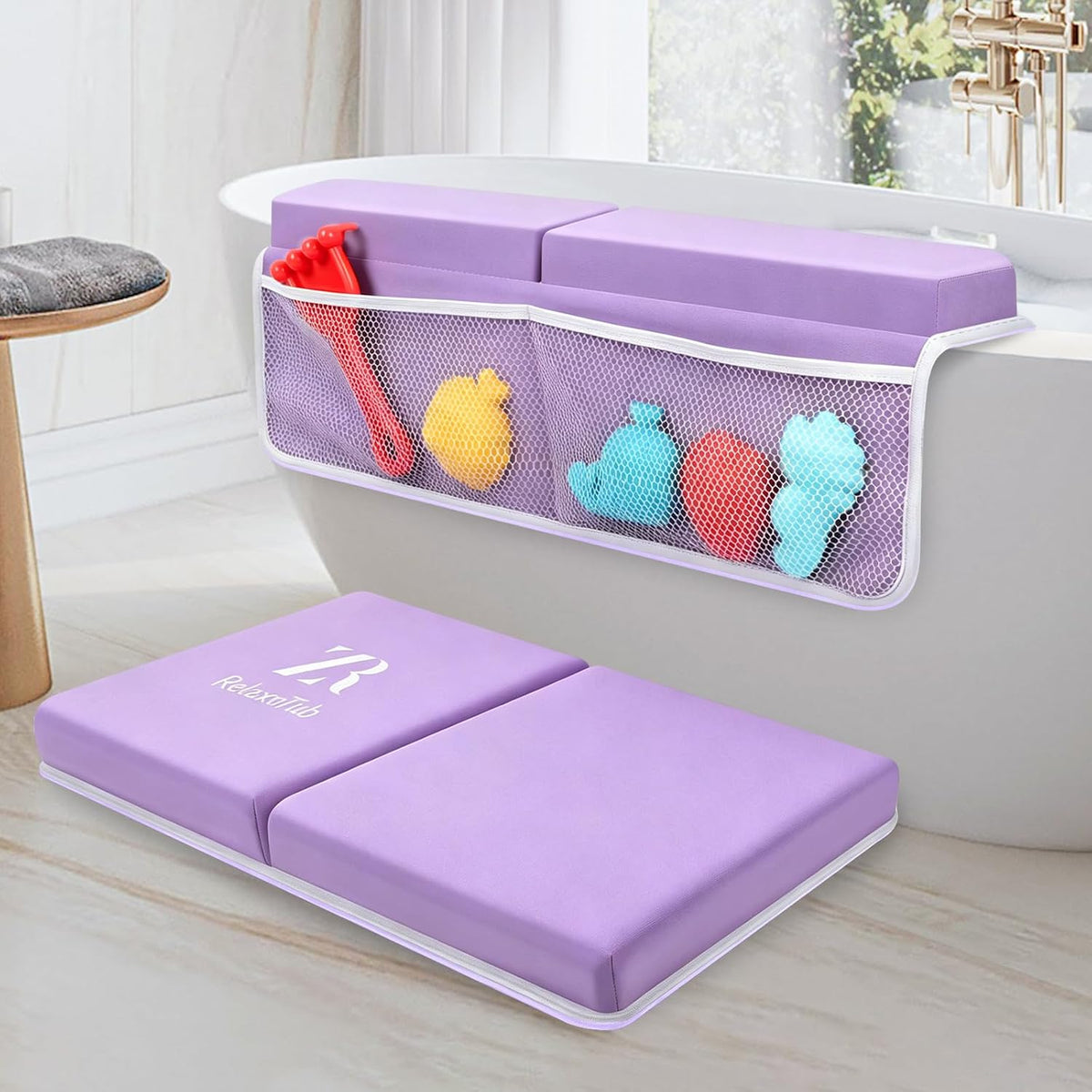 Baby Bath Kneeler and Elbow Rest Pad Set，2 Inch, bathtub kneeling pad，pink