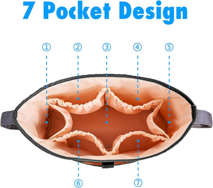 Anti-Slip Stroller Organizer Caddy, 8 Compartments Stroller Attachment Bag with Cup Holders, Universal Baby & Dog Stroller Basket Accessory