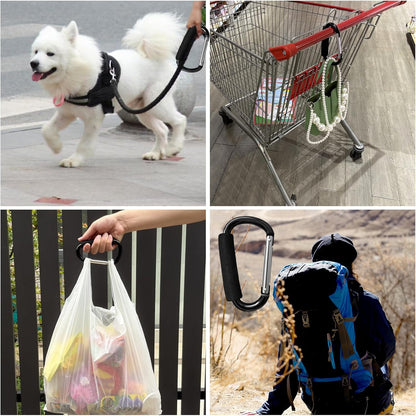 Large Aluminum Carabiner, Heavy-Duty Stroller Hooks for Hanging Bags and Shopping – Durable Multi-Purpose Carabiner Clips for Camping, Hiking, Travel, Outdoor Accessories