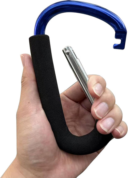 Large Aluminum Carabiner, Heavy-Duty Stroller Hooks for Hanging Bags and Shopping – Durable Multi-Purpose Carabiner Clips for Camping, Hiking, Travel, Outdoor Accessories