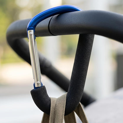 Large Aluminum Carabiner, Heavy-Duty Stroller Hooks for Hanging Bags and Shopping – Durable Multi-Purpose Carabiner Clips for Camping, Hiking, Travel, Outdoor Accessories