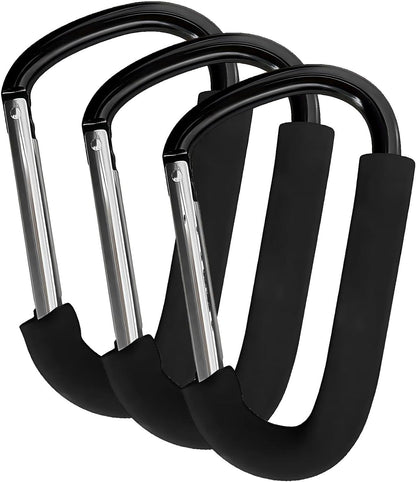Large Aluminum Carabiner, Heavy-Duty Stroller Hooks for Hanging Bags and Shopping – Durable Multi-Purpose Carabiner Clips for Camping, Hiking, Travel, Outdoor Accessories
