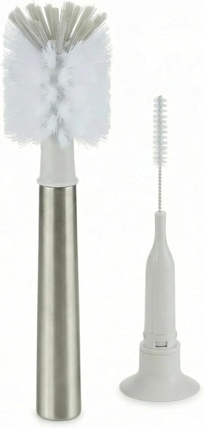 3-in-1 Stainless Bottle Brush for Baby Bottles - Water Bottle Brush Cleaner with Nipple and Straw Brush, Long Bottle Washer, Cup and Tumbler Cleaner Brush. (Pack of 1)