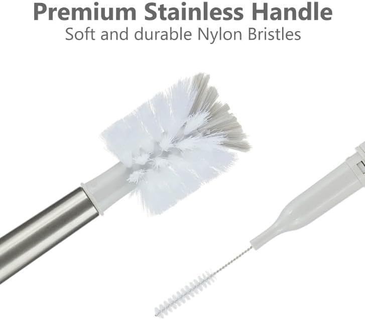 3-in-1 Stainless Bottle Brush for Baby Bottles - Water Bottle Brush Cleaner with Nipple and Straw Brush, Long Bottle Washer, Cup and Tumbler Cleaner Brush. (Pack of 1)