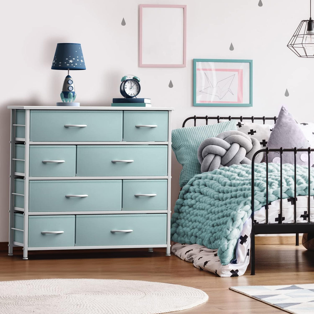 Kids Dresser for Bedroom, Fabric Drawers (8 Drawer, Pink)