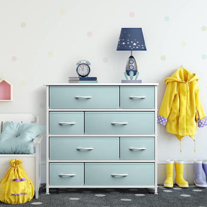 Kids Dresser for Bedroom, Fabric Drawers (8 Drawer, Pink)