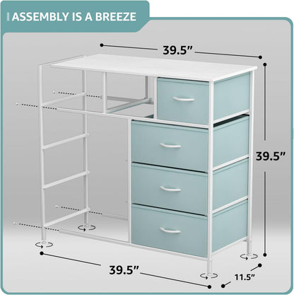 Kids Dresser for Bedroom, Fabric Drawers (8 Drawer, Pink)