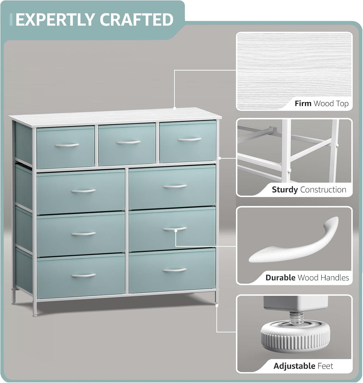 Kids Dresser for Bedroom, Fabric Drawers (8 Drawer, Pink)