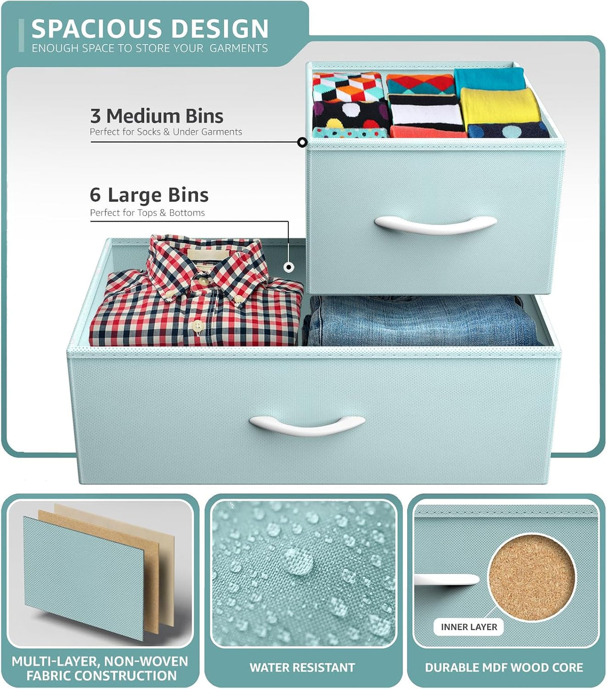 Kids Dresser for Bedroom, Fabric Drawers (8 Drawer, Pink)