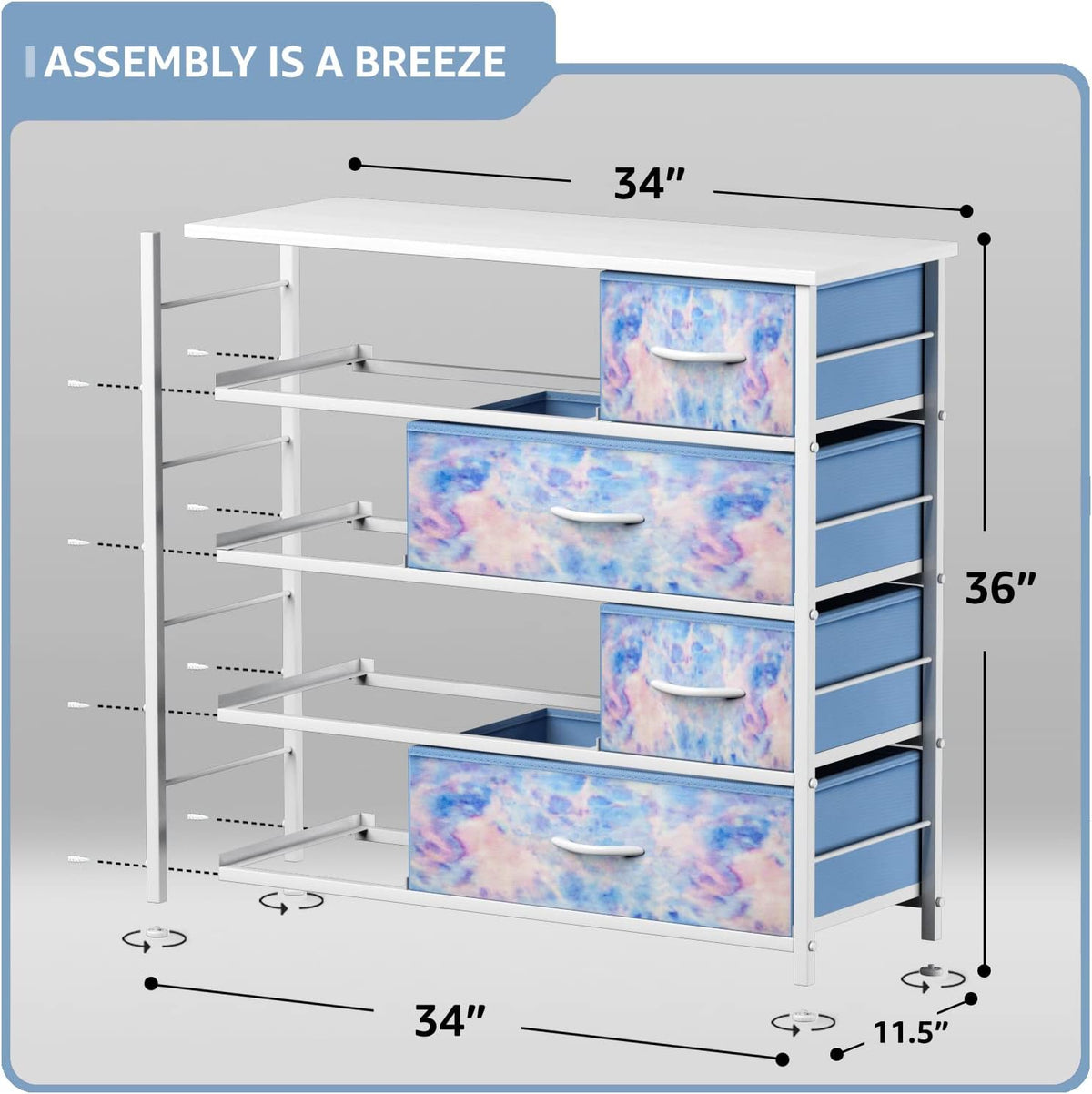 Kids Dresser for Bedroom, Fabric Drawers (8 Drawer, Pink)