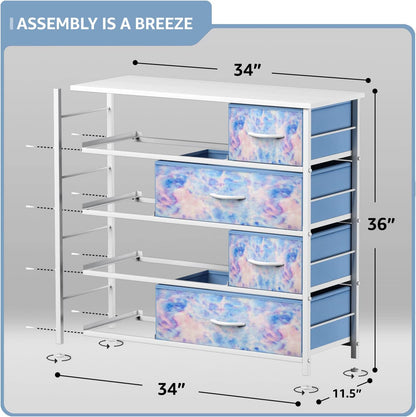 Kids Dresser for Bedroom, Fabric Drawers (8 Drawer, Pink)