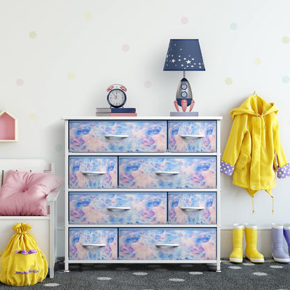 Kids Dresser for Bedroom, Fabric Drawers (8 Drawer, Pink)