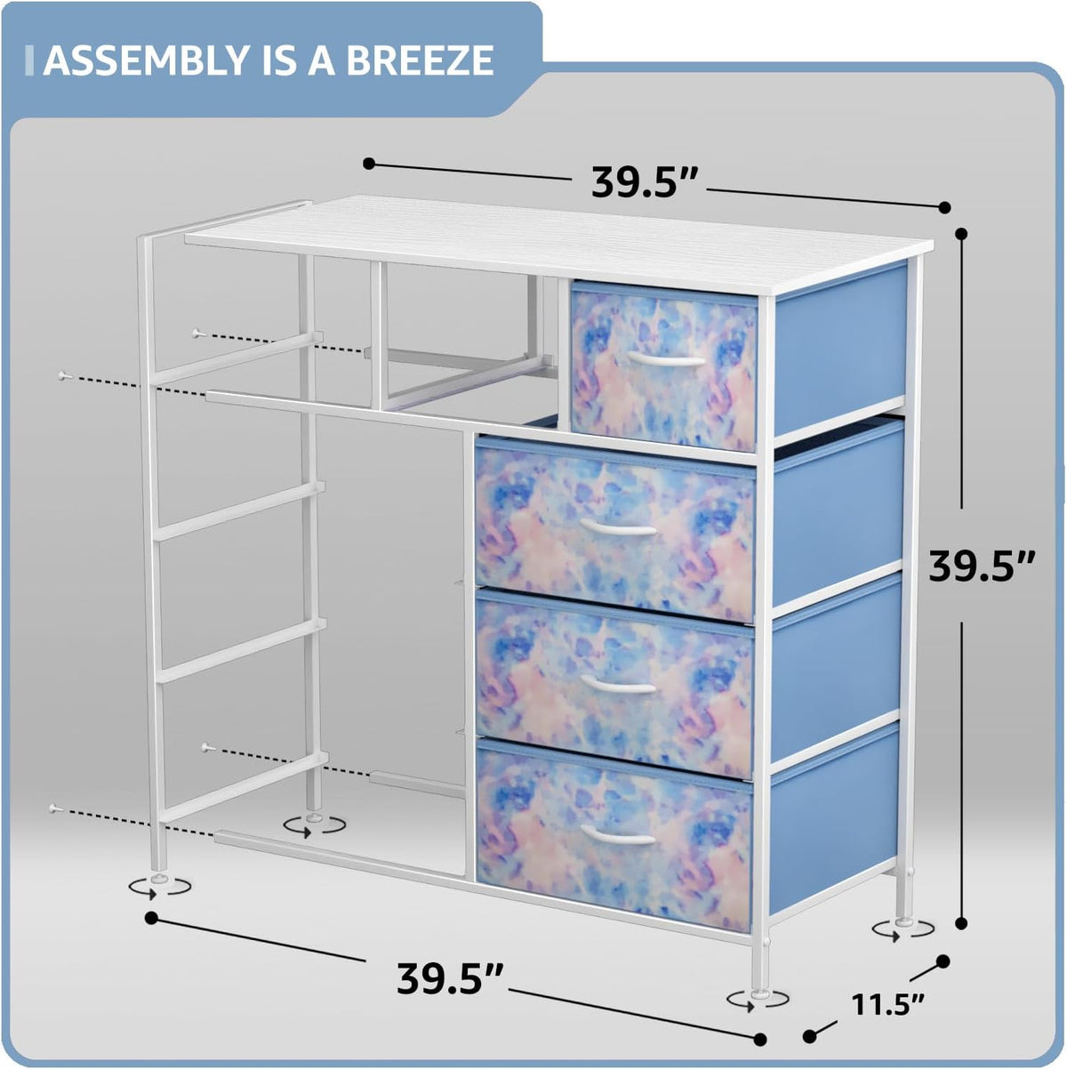 Kids Dresser for Bedroom, Fabric Drawers (8 Drawer, Pink)