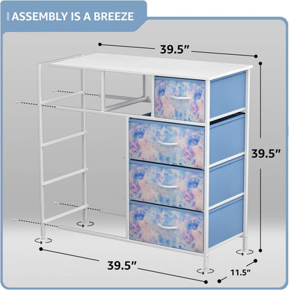 Kids Dresser for Bedroom, Fabric Drawers (8 Drawer, Pink)