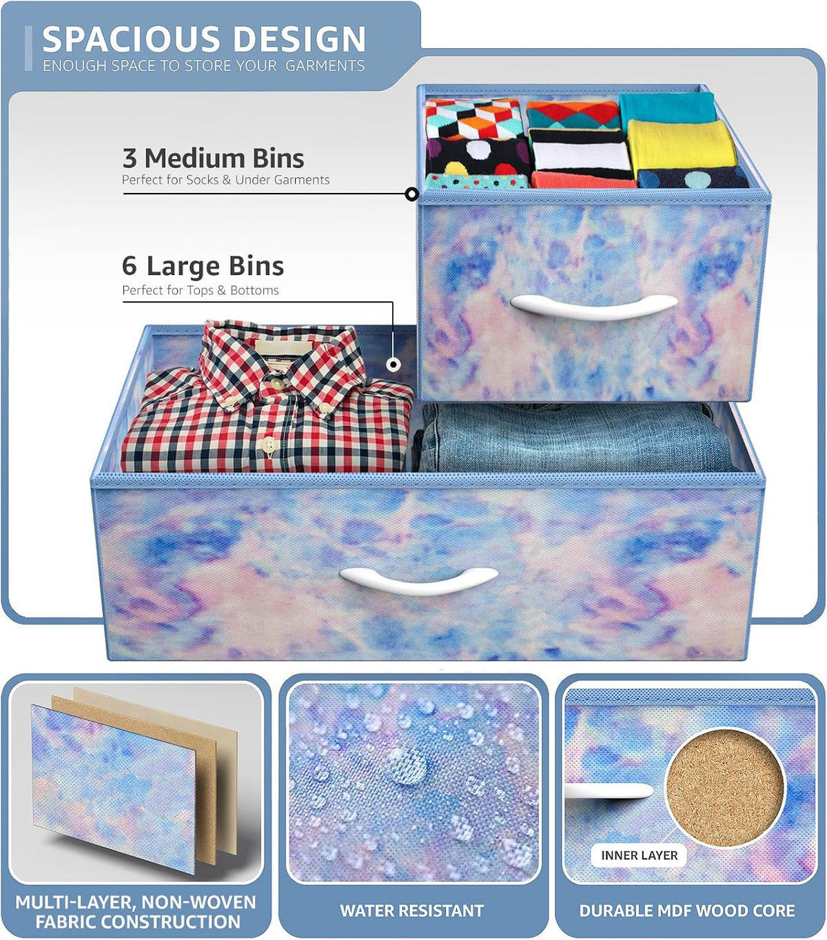 Kids Dresser for Bedroom, Fabric Drawers (8 Drawer, Pink)