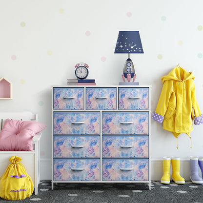 Kids Dresser for Bedroom, Fabric Drawers (8 Drawer, Pink)
