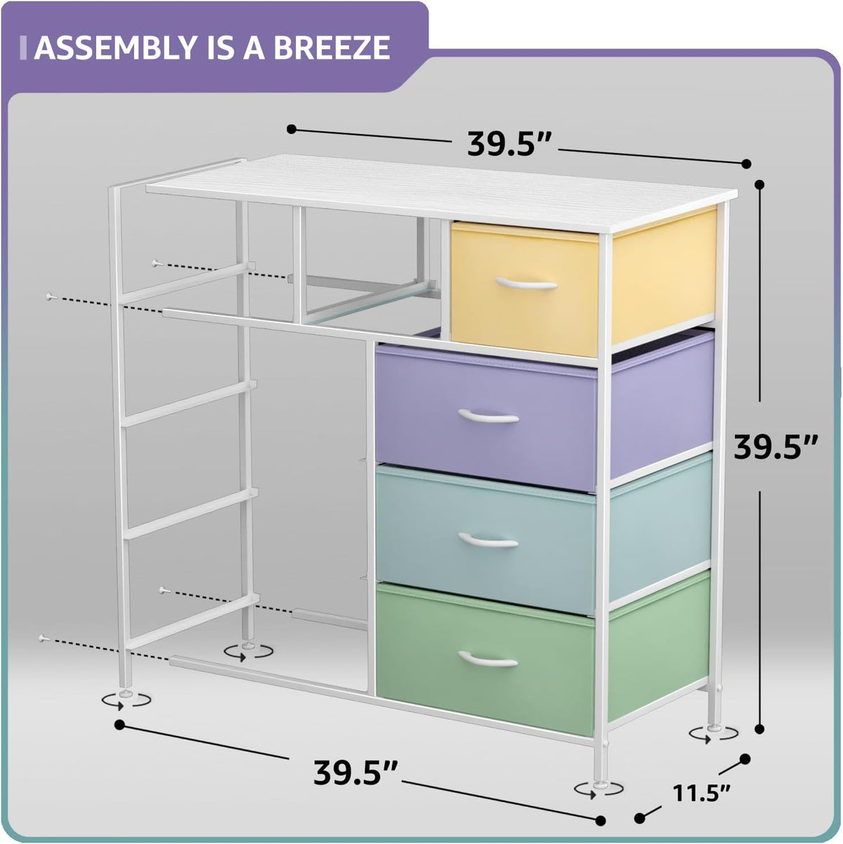 Kids Dresser for Bedroom, Fabric Drawers (8 Drawer, Pink)