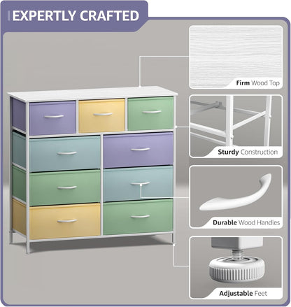 Kids Dresser for Bedroom, Fabric Drawers (8 Drawer, Pink)