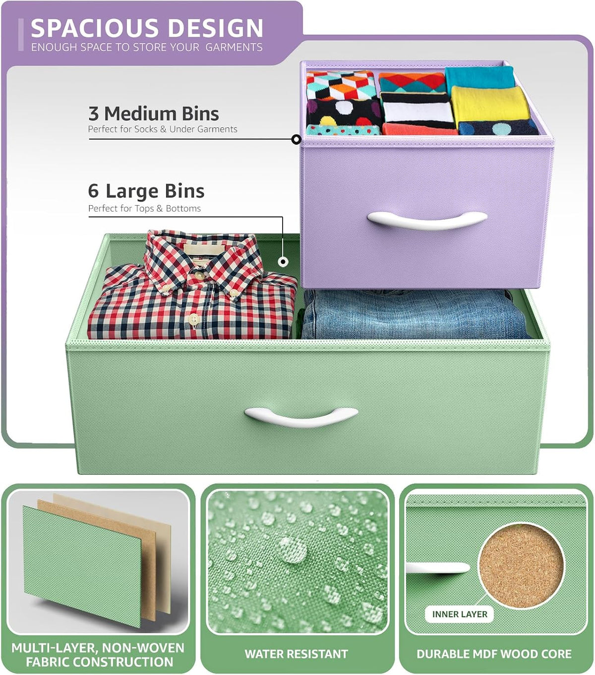 Kids Dresser for Bedroom, Fabric Drawers (8 Drawer, Pink)